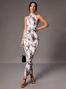 SHEIN Tall Tie Dye緊身露背無袖連身裙 - 彩色 - 查看 7