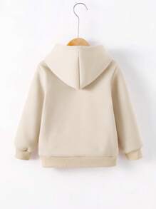 男童連帽印花衛衣 - 卡其色 - 查看 2