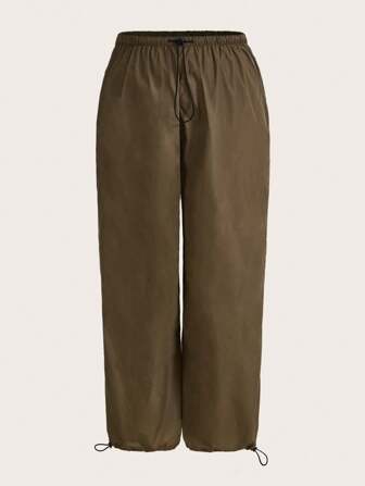 Pantalon de parachute grunge unicolore à cordon carotte