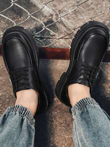 全新時尚百搭潮流休閒舒適男士正裝鞋 - 黑色 - 查看 2