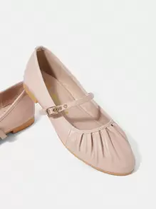 Chi tiết Ruched Chóp giầy tròn NỮ Giày phẳng - Hồng - Xem 2
