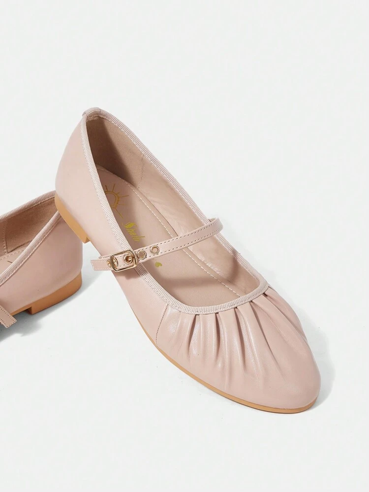 Ruched Detail Round Toe Women Flat Shoes