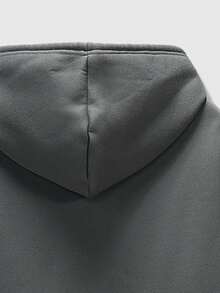 ROMWE MEN Grunge Punk 男士休閒骷髏字母印花連帽衫 - 深灰色 - 查看 6