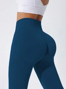 SHEIN Core Rhythm Quần legging thể thao liền mạch co giãn cao Quần legging nâng mông Quần legging nâng mông Quần legging nữ có túi Quần legging kiểm soát bụng Quần legging thể thao liền mạch cho nữ Quần tập yoga - Màu xanh hải quân - Xem 4
