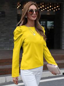 SHEIN Clasi Tie Back Gigot Sleeve Top