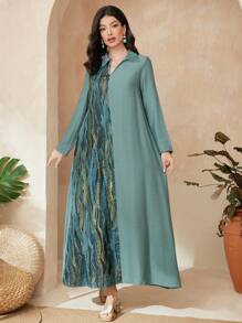 Seusyu 花紋印花長袖連衣裙 - 綠色 - 查看 7