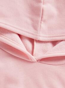 SHEIN Leap Crew 嬰幼兒女士休閒心形印花連帽毛絨衫 - 淺粉色 - 查看 4