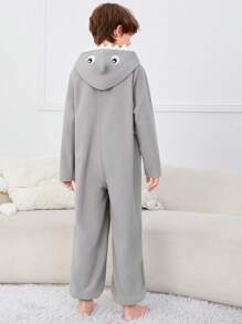 SHEIN 男童休閒鯊魚款帽裝睡衣 - 淺灰色 - 查看 2
