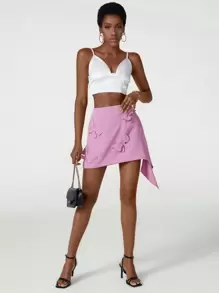 Tiago Tadeu 设计师蝴蝶补丁不对称下摆优雅裙子，适合夏季、节日、派对、度假、海滩、节日、伊比沙岛