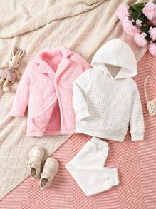 Baby Girls' Long Sleeve Hoodie And Teddy Coat Set - Multicolor - View 1