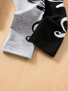 SHEIN Girls' Sporty & Sweet Knit Stand-Up Collar Long Sleeve T-Shirt - Light Grey - View 7