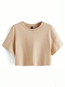 SHEIN Camiseta corta de artista de 100% algodón - Albaricoque - Ver 1