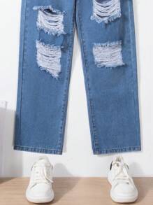 Tween Girls' Ripped Jeans - Medium Wash - View 4