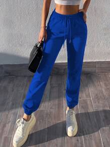RueChic Zijzakken Trekkoord Sweatpants - Blauw - Bekijken 3