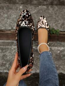 女性法式尖頭平底鞋,新款夏季不疲勞的腳底法庭鞋,柔軟的鞋底 - 棕色 - 查看 3