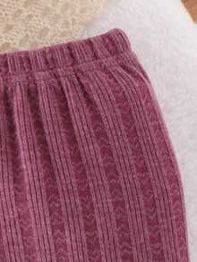 Baby Girls' Headband & Deer Printed Romper And Pants Set - Purple - View 5