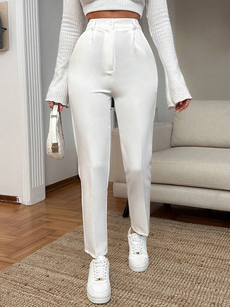 EURMUSE Women's Suit Pants - White - View 1