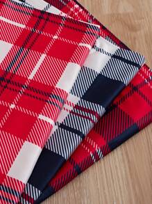 3pcs Plaid Bow Front Sleep Pants - Multicolor - View 5