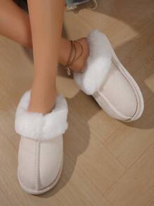 Mules d'intérieur pour femmes avec doublure thermique pour l'hiver - Beige - Voir 6