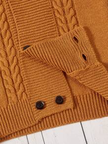 Boys' Turn-Down Collar Double-Breasted Cardigan - Bronze - View 6