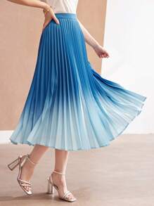 MOTF PREMIUM WOVEN WOMEN'S OMBRE PLEATED SKIRT,SUMMER OUTFITS