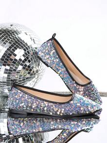 女性閃爍尖頭平底鞋,新品秋季款式,舒適柔軟老人鞋 - 彩色 - 查看 3