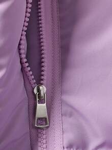 SHEIN 女童純色立領背心外套,冬季 - 紫色 - 查看 6