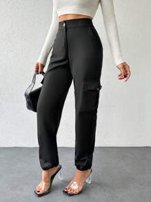 EURMUSE Women's Utility Pocket Drawstring Joggers - Black - View 4