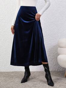 SHEIN Clasi Của phụ nữ Nhung Váy Với Dây kéo sau - Nhiều màu - Xem 7