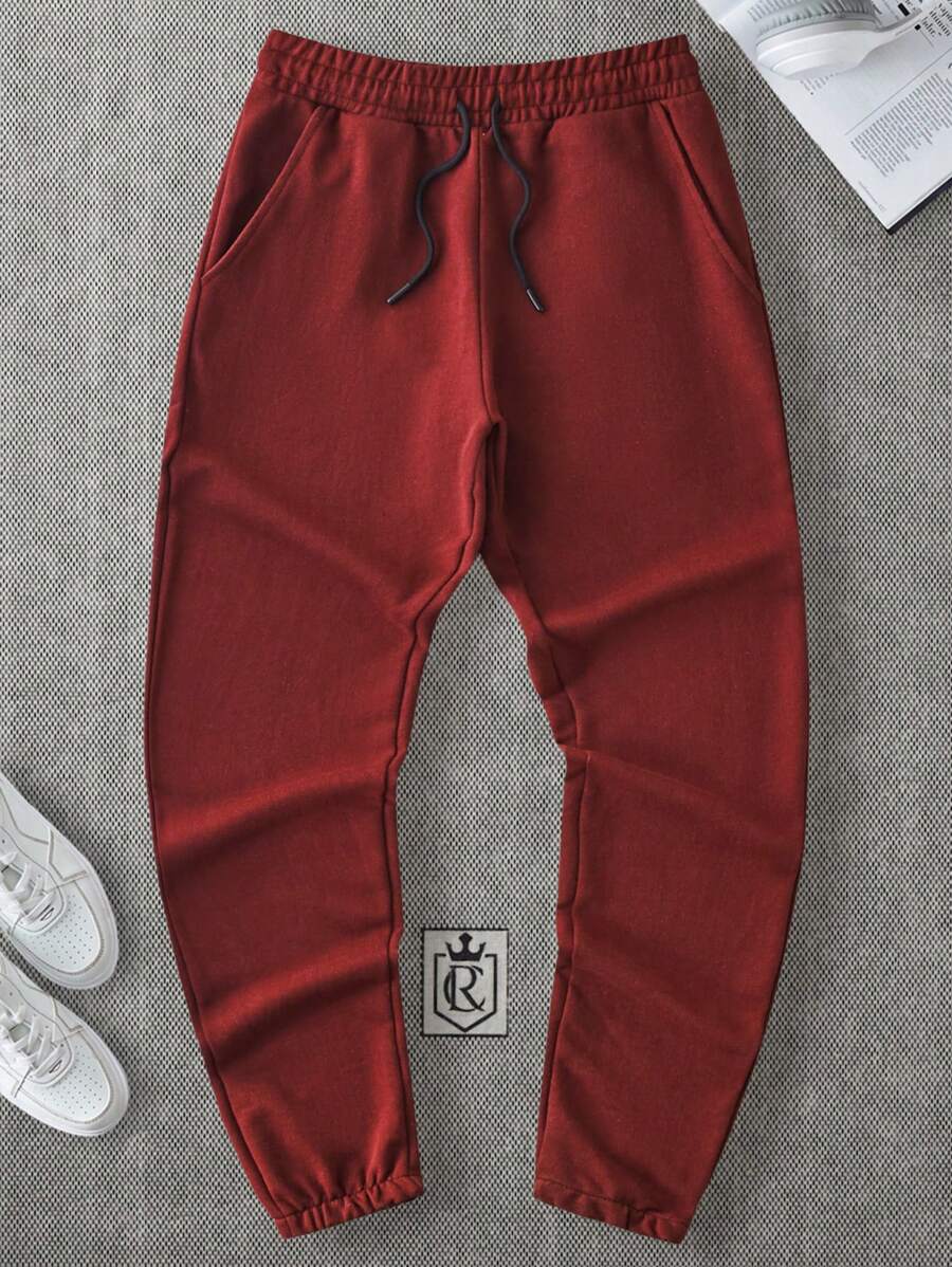 RueChic Męski Jednolity kolor Sznurek do ściągacza Spodnie Dresowe