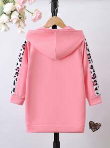 SHEIN 小女孩可愛字母印花長袖連帽衫,適用於春秋冬三季 - 粉色 - 查看 2