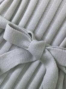 SHEIN Tween Girl Drop Shoulder Belted Sweater & Knit Pants