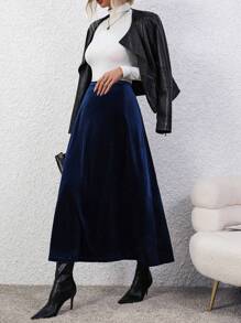 SHEIN Clasi Của phụ nữ Nhung Váy Với Dây kéo sau - Nhiều màu - Xem 5