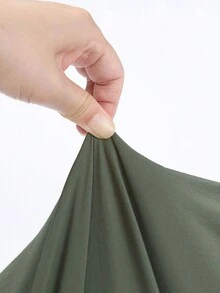 Astylish Solid Elastic Waist Ankle Drawstring Pocket Cargo Pants - Green - View 7
