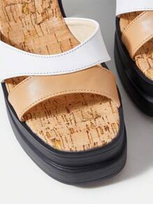 SheIn VCAY Sandalias De Verano - Tacones Gruesos, Plataforma Impermeable, Suela Gruesa, Zapatos De Mujer De Moda, Dedo Del Pie Abierto - Multicolor - Ver 4