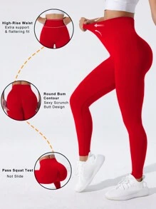 Seamluxe SHEIN Sport Leggings deportivos sin costura, de alta elasticidad, para Año Nuevo Chino
