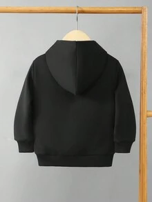 SHEIN Young Boy Cartoon Printed Sweatshirt Jumpsuit For Leisure - Black - View 2