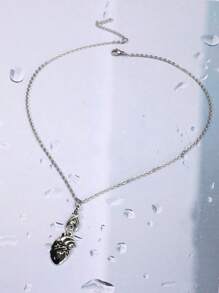 ROMWE Goth Hình trái tim Vòng cổ mặt dây chuyền - Bạc - Xem 4