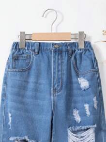 Tween Girls' Ripped Jeans - Medium Wash - View 3