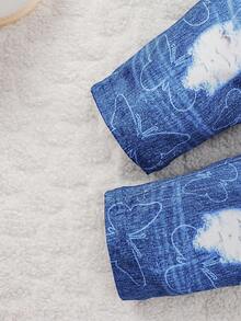 女婴向日葵和蝴蝶印花长袖上衣和牛仔效果长裤两件套 - 彩色 - 查看 8