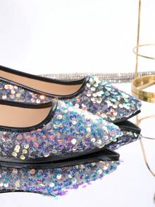 女性閃爍尖頭平底鞋,新品秋季款式,舒適柔軟老人鞋 - 彩色 - 查看 6