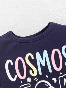 SHEIN Baby Jungen Enger Sitz Mit Cartoon Bedrucktem T-shirt Kurzärmlig Und Kurze Hose Set Mit Rundhals