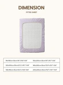 【100% Cotton】1pc Soft & Gentle Fitted Sheet, All-season Comfort and Breathable - Purple - View 3