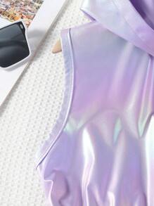 Sparklyn 少女2入組高亮塗層布料無袖短背心和短褲套裝,夏季 - 彩色 - 查看 4