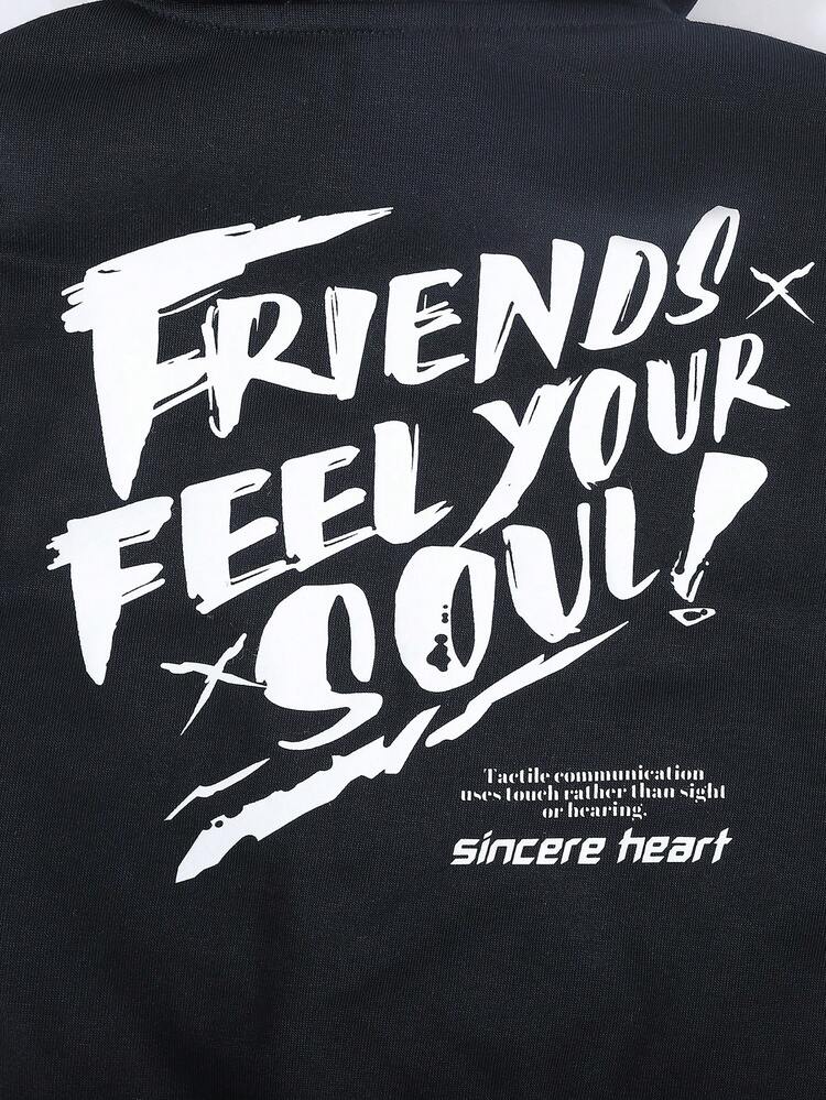 Young Boys' Casual Comfortable Sleeveless Sweatshirt With Slogan Print