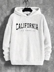 Manfinity RebelGame Nam Lỏng lẻo Dệt kim Hoodie Với In Thiết kế Và Tay áo dài - trắng - Xem 1