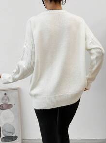 EURMUSE Pull Uni Avec Détails En Strass - Blanc - Voir 2