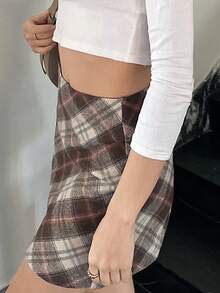 SHEIN Essnce 女士格子菱形裙 - 彩色 - 查看 5