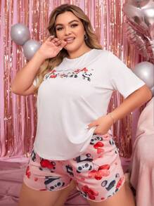 Plus Size Mother & Daughter Matching Pajama Set With Slogan Print - Multicolor - View 7
