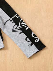 SHEIN Girls' Sporty & Sweet Knit Stand-Up Collar Long Sleeve T-Shirt - Light Grey - View 3